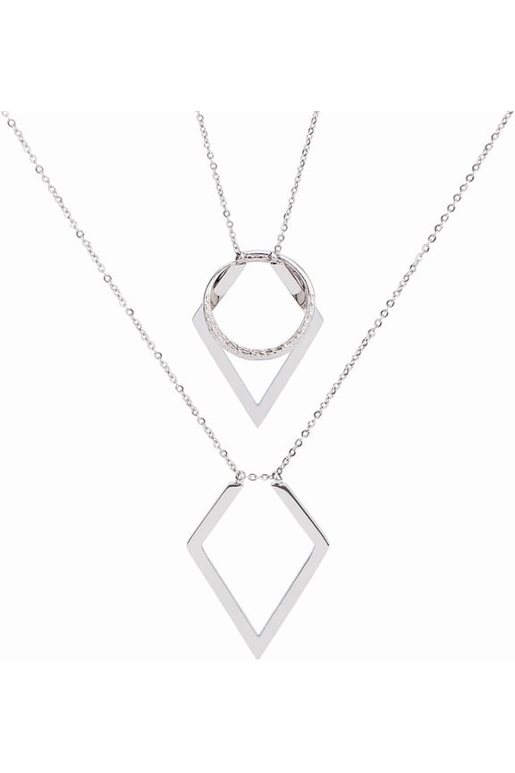 Ring Holder Necklaces Rhombus Pendant Ring Keeper Necklace Stainless Steel Wedding Rings Necklace for Wife Fiancee Nurse Ladies Gift Silver