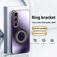 thumbnail image 1 of Ring Holder for Samsung Galaxy S24 Phone case, Built-in Stand and Diamond Ring Holder, Military Grade Protection,[Excellent Grip Feeling] Two-toned Frosted Back Phone Case Cover,Darkpurple, 1 of 10