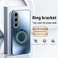 thumbnail image 1 of Ring Holder for Samsung Galaxy S24 Phone case, Built-in Stand and Diamond Ring Holder, Military Grade Protection,[Excellent Grip Feeling] Two-toned Frosted Back Phone Case Cover,Titaniumblue, 1 of 10
