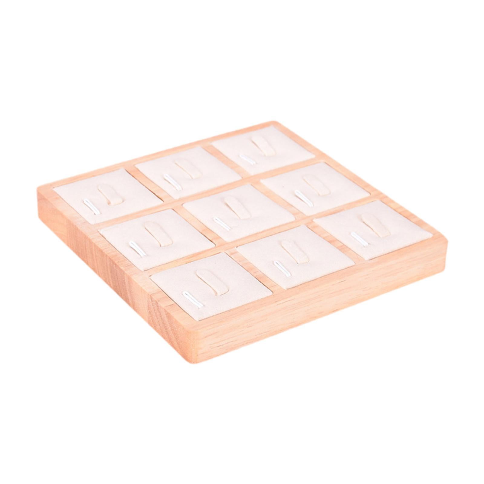 Ring Holder Tray Wooden Jewelry Display Microfiber Lining for Rings Earrings Bracelet Showcase Countertop