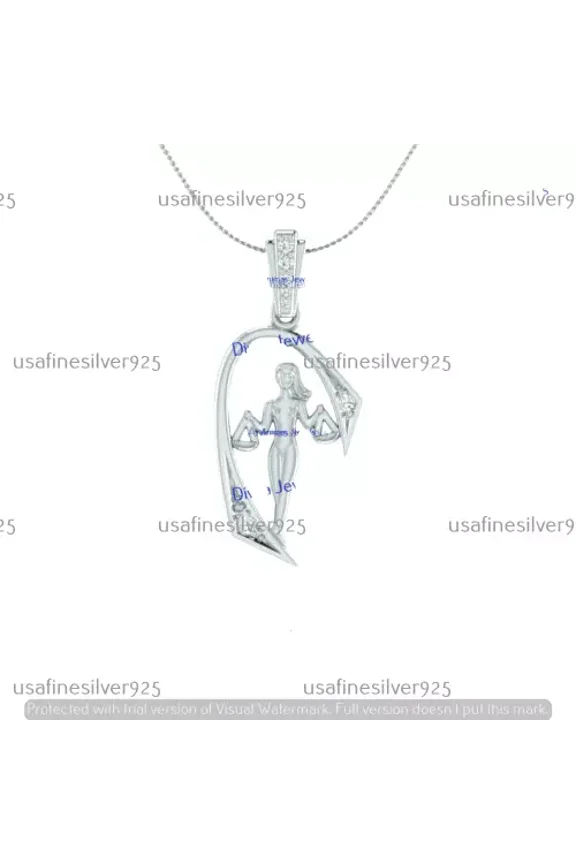 0.40CT Round Cut Cubic Zirconia Lady Of Justice Pendant Real 925 Sterling Silver