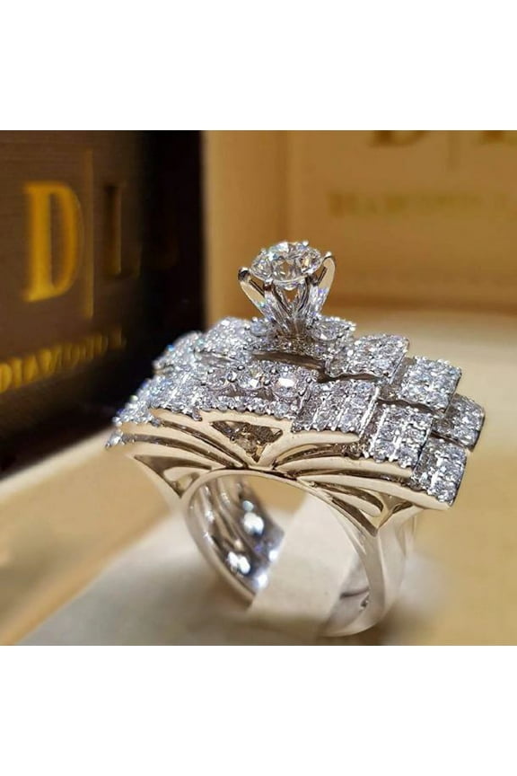 4.00 CT Round Cut White Cubic Zirconia Bridal Wedding Ring Set Real 925 Sterling Silver