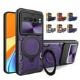 thumbnail image 1 of Ring Kickstand Case for Google Pixel 8, Camera Lens Sliding Cover with Invisible Stand, [Military Drop Protection] Heavy Duty Shockproof Lens Protection Magnetic Car Mount Phone Case, Purple, 1 of 9