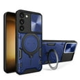 thumbnail image 1 of Ring Kickstand Case for Samsung Galaxy S21 FE, Camera Lens Sliding Cover with Invisible Stand, [Military Drop Protection] Heavy Duty Shockproof Lens Protection Magnetic Car Mount Phone Case, Blue, 1 of 10