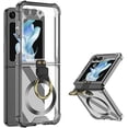 thumbnail image 1 of Ring Kickstand Magnetic Case for Samsung Galaxy Z Flip 6 5 4 5G Compatible with Magsafe,Shockproof Transparent Anti-Yellow for Women Men  Cover (Black,for Samsung Z Flip 4), 1 of 12