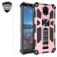 thumbnail image 1 of Ring Kickstand Phone Case for Cricket Debut / AT&T Calypso 2 Case w/Tempered Glass Screen Protector for Car Mount Hard PC Soft TPU Shockproof Protective Case - Rose Gold, 1 of 6