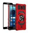 thumbnail image 1 of Ring Kickstand Phone Case for Nokia C100 w/Tempered Glass Screen Protector for Car Mount Hybrid Hard Shockproof Case - Red, 1 of 6