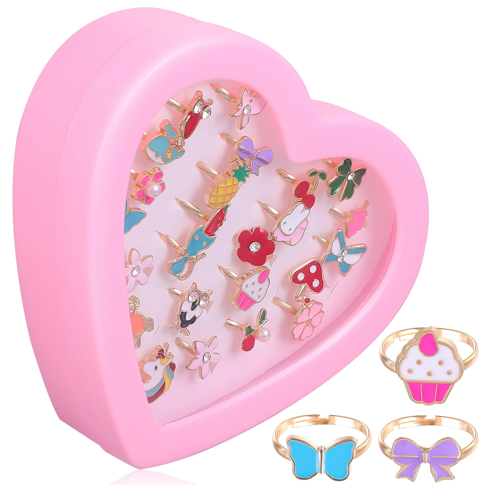 Ring Kids Rings Adjustable for Girls Resin Plastic Little Jewelry Bulk ...