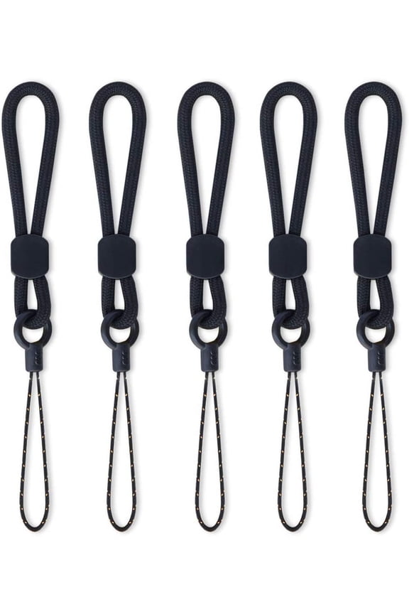 Ring Lanyards Black Finger Strap 5 Pack Short Rope Small Lanyard,For Phone Cases Keys Keychain USB Flash Drive CellPhone iPod ID Card Badge Camera