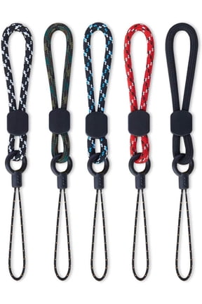 Ring Lanyards Black Finger Strap 5 Pack Short Rope Small Lanyard,For Phone Cases Keys Keychain USB Flash Drive CellPhone iPod ID Card Badge Camera