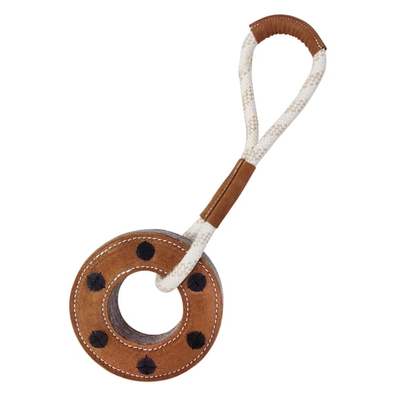 PetYupp Leather and Wool Rope Ring Dog Chew Toy 1 Count