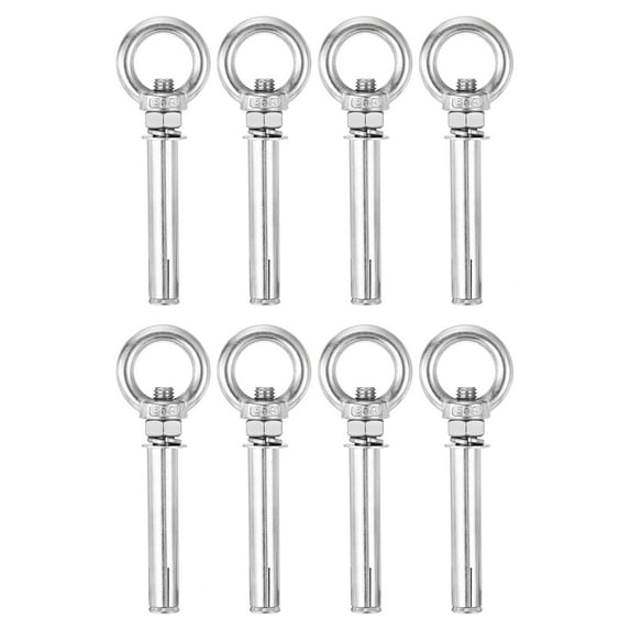 Uxcell 304 Stainless Steel Ring Lifting Expansion Eyebolt with Eye Ring Silver M10 x 100mm 8 Pcs