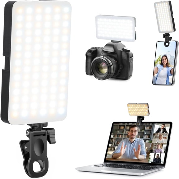 Ring Light for Camera Picture, Makeup Photo, Video Conferences, Laptop Use, Zoom Meetings, TikTok, Vlog Photography Portable Selfie Light for iPhone, 90 LED Rechargeable Phone Fill Lights