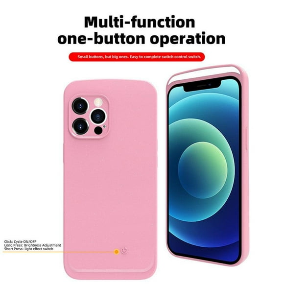 Ring Light Case for iPhone 13/13mini/13pro/13pro max Luminous Phone Cover Anti-Scratch Cell Phone Case Mobile Selfie Light Rechargeable Built-in Battery Soft TPU Cover