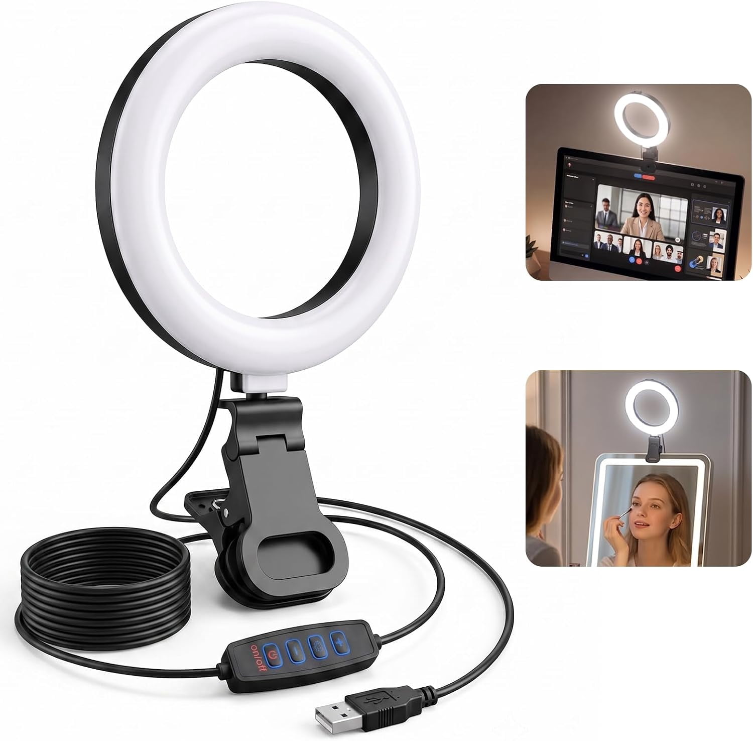 Ring Light for Computer Video Conference - Webcam Light for Monitor ...