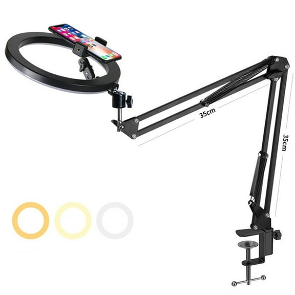 Ring Light and Phone Holder for Desk Phone Mount Arm Stand with Remote for Phone and Webcam Overhead Tripod for Viedo Recording Vlog YouTube TikTok Live Stream Cooking