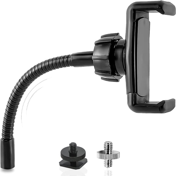 Ring Light Phone Holder Universal for with 1/4 and Hot Shoe Adapter, Flexible Mount RingLight Tripod Stand