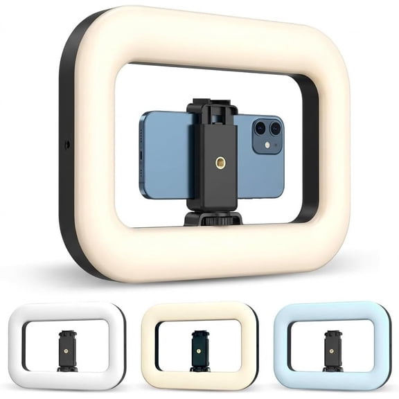 Ring Light for Phone Portable LED Ring Light with Adjustable Brightness Ergonomic Phone Ring Light for Video, Photo, Makeup & Streaming Rechargeable Content Creator Light for On-the-Go Filming