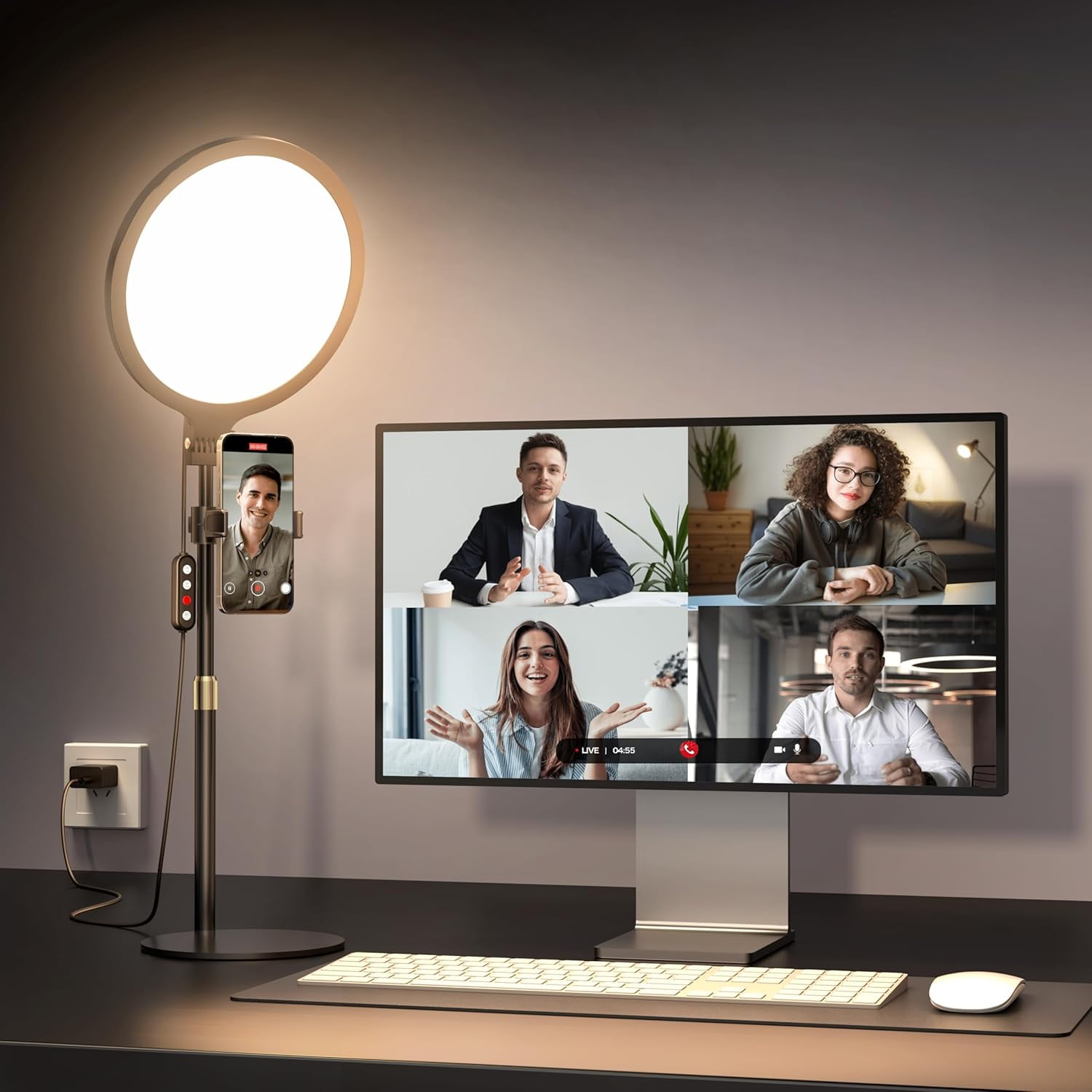 Ring Light with Stand for Zoom Meetings, 360° Rotate 10.5
