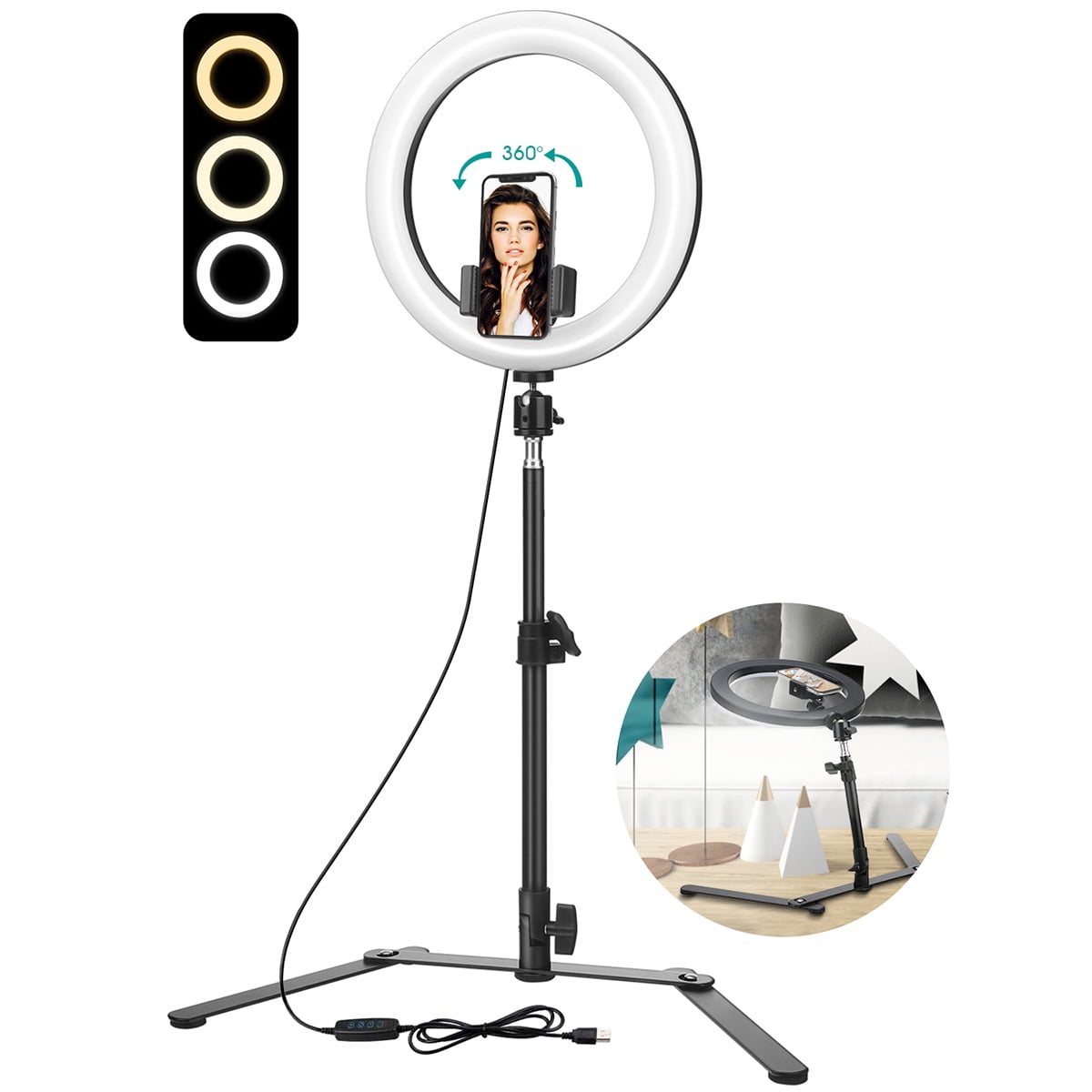 Ring Light Tripod, 10" LED Ring Light Tripod Photo Video LED Lighting