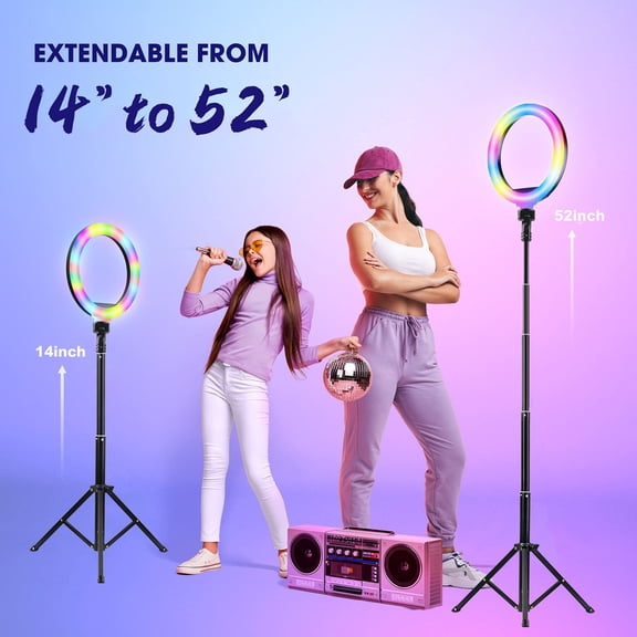 UEGOGO 10" LED Ring Light All-in-One Kit with 52 Inch Tripod & Phone Holder, for Makeup, Vlogging and Live Streaming
