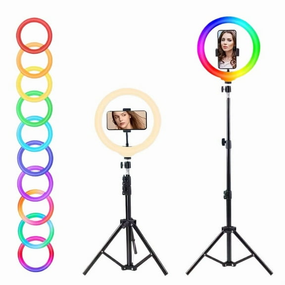 UEGOGO 10 Inch Integrated LED Selfie LED Ringlight Dimmable Desktop Lamp with Tripod Stand & Phone Holder