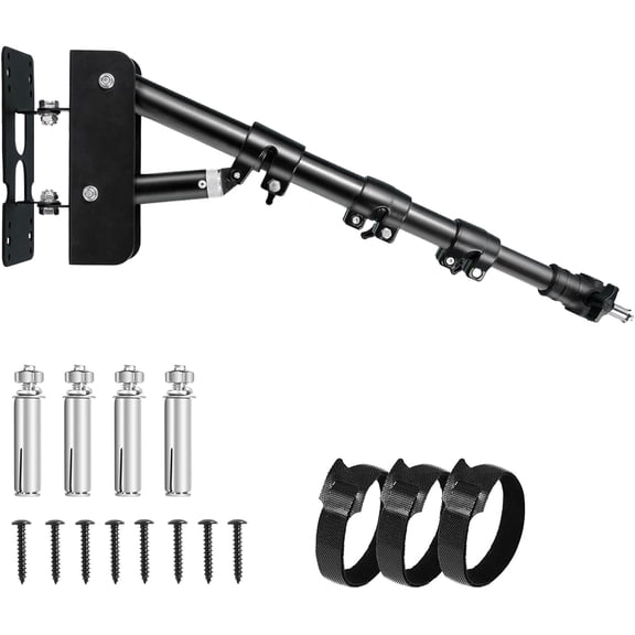 Ring Light Wall Mount Boom Arm, Adjustable 42in/106cm Mounted Overhead Stand, 180°Rotation Heavy Duty Triangle Bracket Mounting Bar for Camera, Photography Lighting, Barber Led Lamp