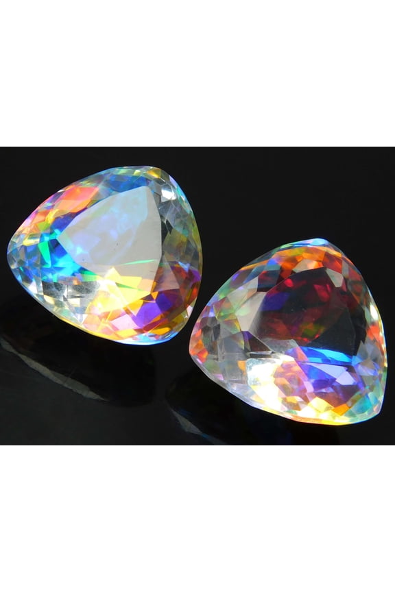 Ring Making 95 Ct Certified A++ Mystic Topaz Trillion Cut Loose Gemstone Pair