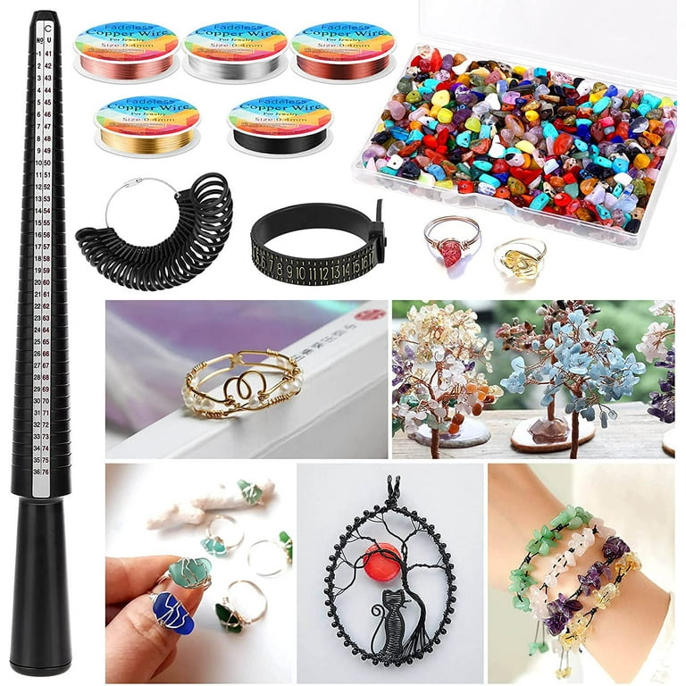 Ring Making Kit with Ring Size Measuring Tools and Ring Mandrel, Jewelry  Ring Making Supplies Include 300pcs Crystal Jewelry Beads, Ring Sizer  Gauge, Jewelry Wire for Ring, Earring and Necklace Making 