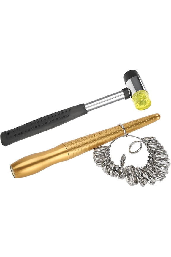 Ring Mandrel Sizer Gauge, 3pcs / Set Ring Mandrel Sizer Finger Measuring Stick Handle Jewelry Making Kit for Women Men Rings