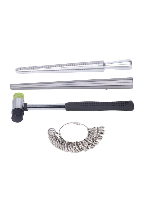 Ring Mandrel Sizer, Mandrel Sizer Aluminum Finger Rings Measuring Gauge Rubber Hammer Stick Jewelry Making Tools, Jewelry Sizers & Mandrels