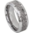 thumbnail image 1 of Ring for Men and Ladeis ipauly inc Ring High Polished Beveled Edge with Notches & Notched Hammered Finish 8mm Wedding Band Ring Ideal Rings for Couples, 1 of 5