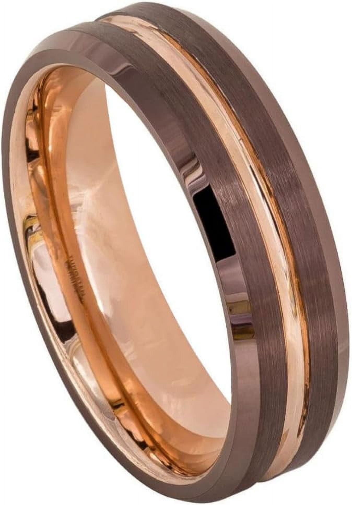 Ring for Men and Ladies ipauly inc Ring Beveled Edge Brushed Brown IP ...