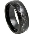 thumbnail image 1 of Ring for Men and Ladies ipauly inc Ring Black IP Plated Domed Ring with Imitation Black Meteorite Inlay – 8mm Wedding Band Ring Ideal Rings for Couples, 1 of 5