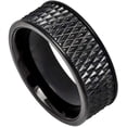 thumbnail image 1 of Ring for Men and Ladies ipauly inc Ring Black IP Plated Parallelogram Design Center with Straight Edges – 9mm Wedding Band Ring Ideal Rings for Couples, 1 of 5
