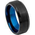 thumbnail image 1 of Ring for Men and Ladies ipauly inc Ring Black Outside, Blue Inside IP Plated Brushed Finish Beveled Edge – 8mm Wedding Band Ring Ideal Rings for Couples, 1 of 5