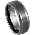 thumbnail image 1 of Ring for Men and Ladies ipauly inc Ring Gun Metal IP Plated Brushed Center Shiny Lines on each side Beveled Edge – 8mm Wedding Band Ring Ideal Rings for Couples, 1 of 5