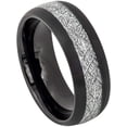 thumbnail image 1 of Ring for Men and Ladies ipauly inc Ring Semi-Domed Black IP Plated with Imitation Meteorite Inlay 8mm Ladies Wedding Band Ring Ideal Rings for Couples, 1 of 5