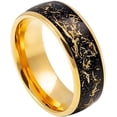 thumbnail image 1 of Ring for Men and Ladies ipauly inc Ring Yellow Gold IP Plated Domed Ring with Imitation Meteorite Inlay – 8mm Wedding Band Ring Ideal Rings for Couples, 1 of 5