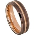 thumbnail image 1 of Ring for Men and Women Gifts With Thought Ring Beveled Edge Brushed Brown IP Plated Outside with Rose Gold IP Plated Grooved Center & Inside 6mm Wedding Band Ring Ideal Rings for Couples, 1 of 5