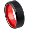 thumbnail image 1 of Ring for Men and Women Gifts With Thought Ring Black IP Brushed Center, Shiny Beveled Edge with Red Anodized Aluminum Sleeve/Insert – 8mm Wedding Band Ring Ideal Rings for Couples, 1 of 5