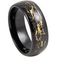 thumbnail image 1 of Ring for Men and Women Gifts With Thought Ring Black IP Plated Domed Ring with Imitation Yellow Meteorite Inlay – 8mm Wedding Band Ring Ideal Rings for Couples, 1 of 5