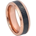 thumbnail image 1 of Ring for Men and Women Gifts With Thought Ring High Polish Rose Gold Plated with Black Carbon Fiber Inlay & Beveled Edge – 8mm Wedding Band Ring Ideal Rings for Couples, 1 of 5
