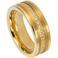 thumbnail image 1 of Ring for Men and Women Gifts With Thought Ring Prong-set Round CZs Eternity Band Yellow Gold IP Plated Brush Finish Low Stepped Edge – 8mm Wedding Band Ring Ideal Rings for Couples, 1 of 5