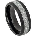 thumbnail image 1 of Ring for Men and Women Gifts With Thought Ring Semi-Domed Black IP Plated with Imitation Meteorite Inlay 8mm Women Wedding Band Ring Ideal Rings for Couples, 1 of 5