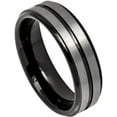 thumbnail image 1 of Ring for Men and Women Gifts With Thought Ring Two-tone Black IP Plated Center Grooved Brushed Finish Stepped Edge – 6mm Wedding Band Ring Ideal Rings for Couples, 1 of 5