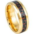 thumbnail image 1 of Ring for Men and Women Gifts With Thought Ring Yellow Gold Plated High Polish with Red & Black Carbon Fiber Inlay Beveled Edge – 8mm Wedding Band Ring Ideal Rings for Couples, 1 of 5