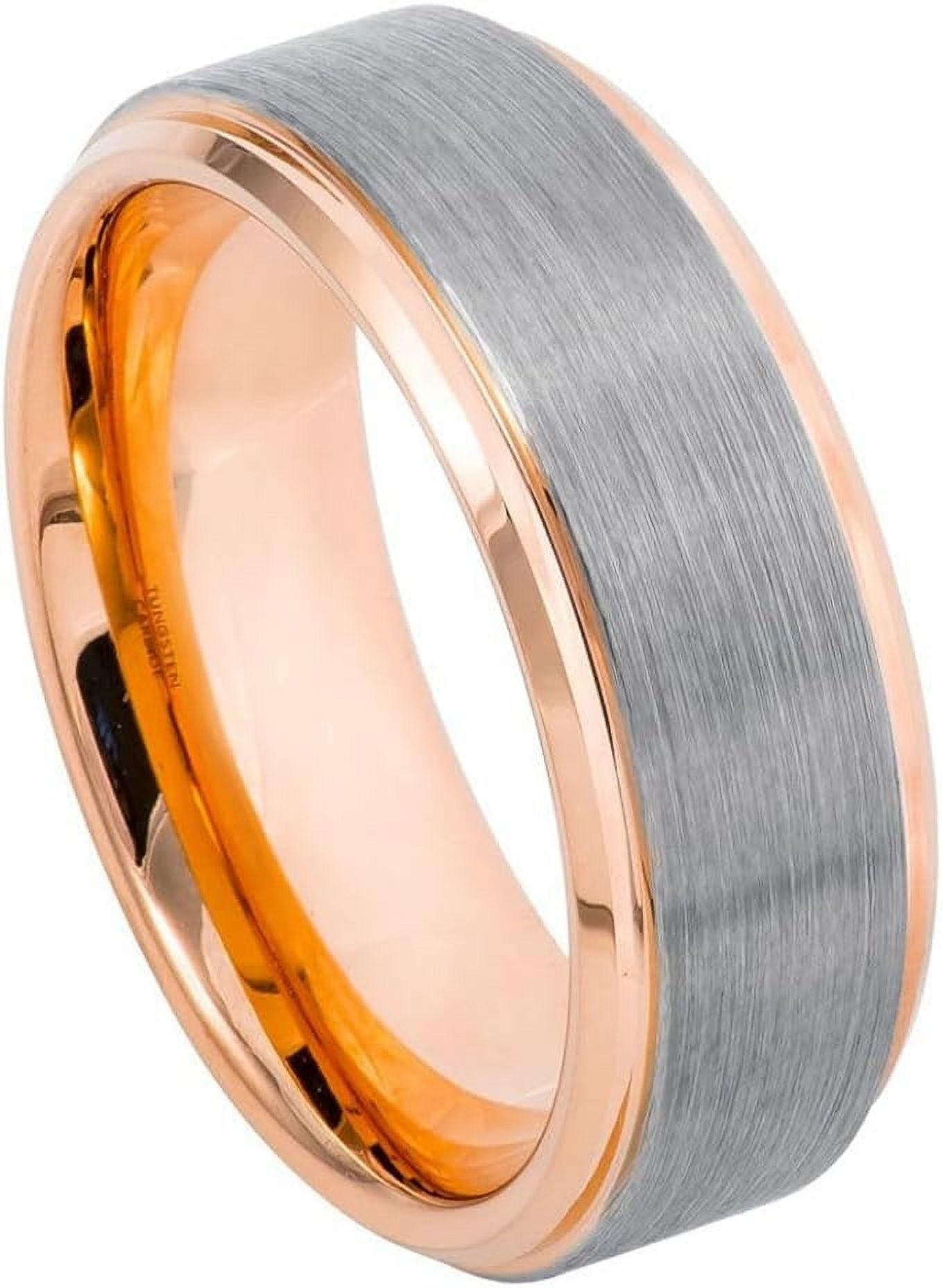 10mm Tungsten Wedding Band - Black & Rose Gold Plated, Comfort Fit, Scratch Resistant