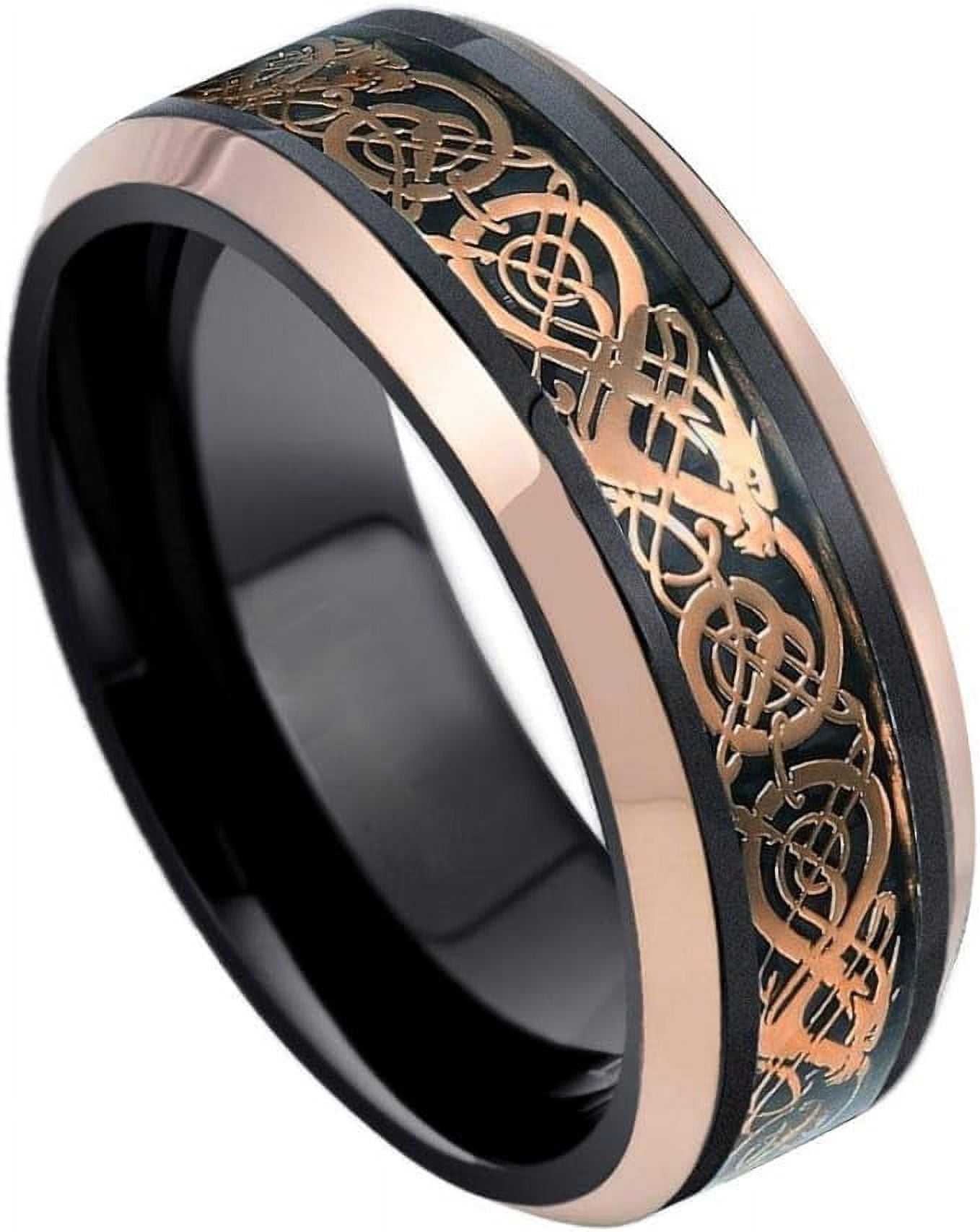 Ring for Men & Women Tungsten Ring Two-tone Black and Rose Gold IP ...