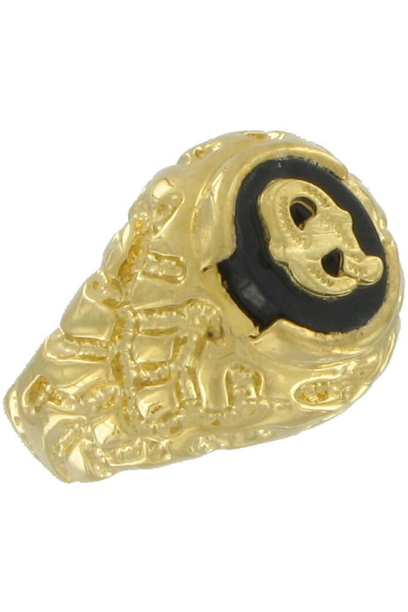 Ring Mens Gold Tone Black Onyx Q Initial Signet Sz 9